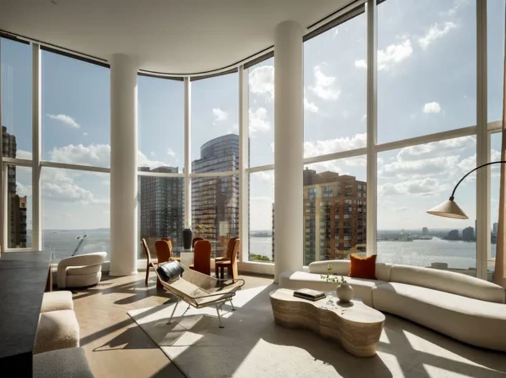 Luxury condominium building façade in Manhattan subject to the non-primary residence surcharge