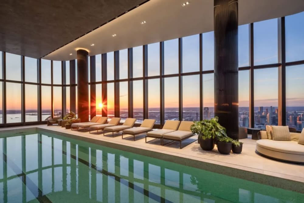 Indoor heated pool in a Manhattan luxury residential building — a benchmark amenity in today's competitive market