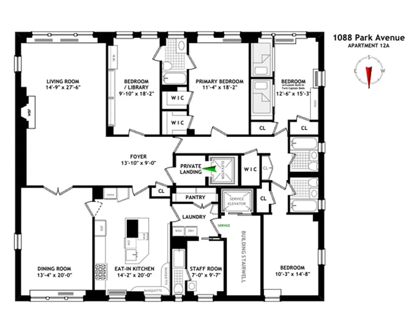 1088 Park Avenue, Unit 12A - Floor Plan