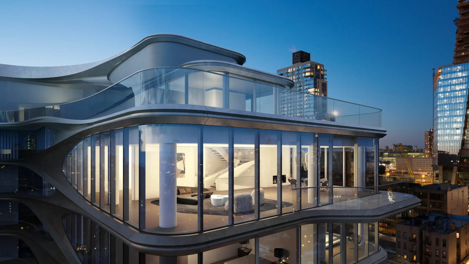 Zaha Hadid-designed luxury condominium building on the High Line in Chelsea, Manhattan