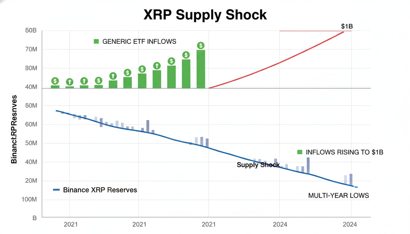 XRP Supply Shock Brewing as Binance Reserves Collapse While ETFs Cross $900M