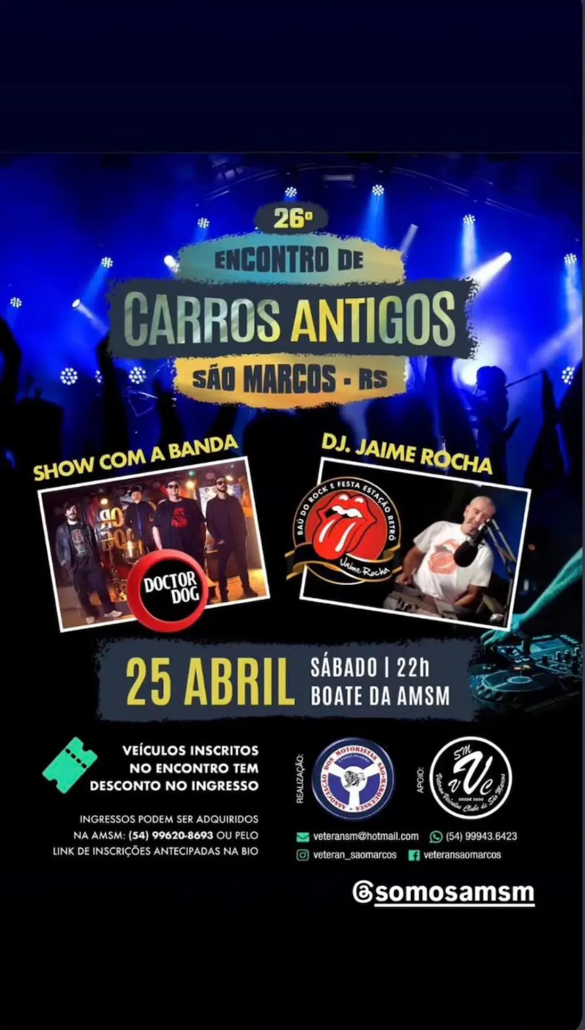 Noite na Boate AMSM – Encontro de Carros Antigos em São Marcos (RS)