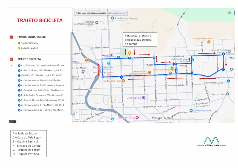 Trajeto de bicicleta