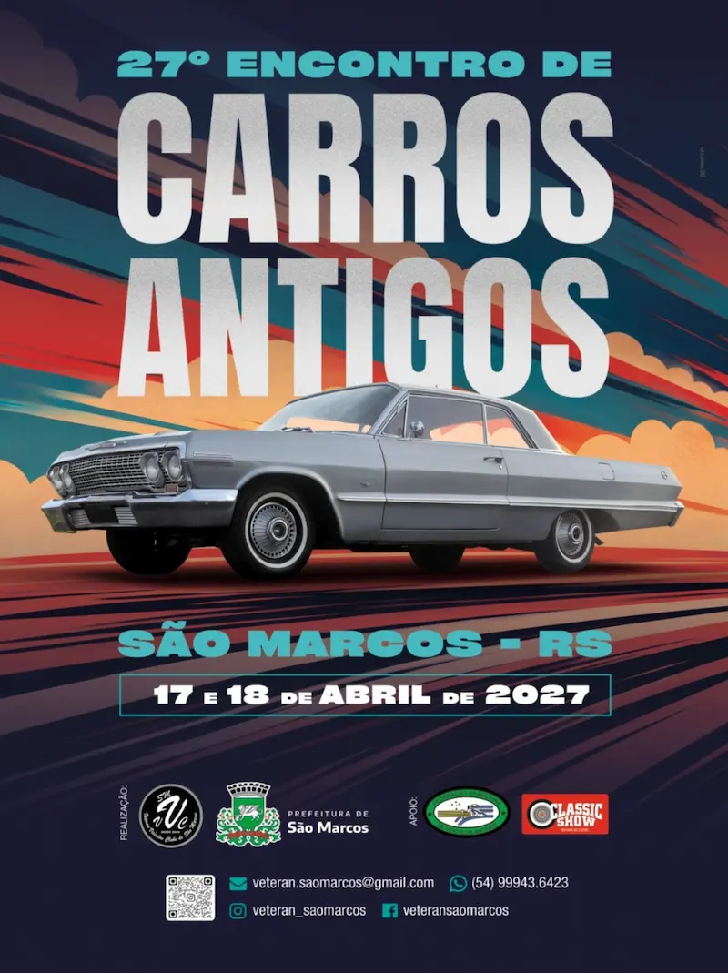 27º Encontro de Carros Antigos 2027 em São Marcos (RS)