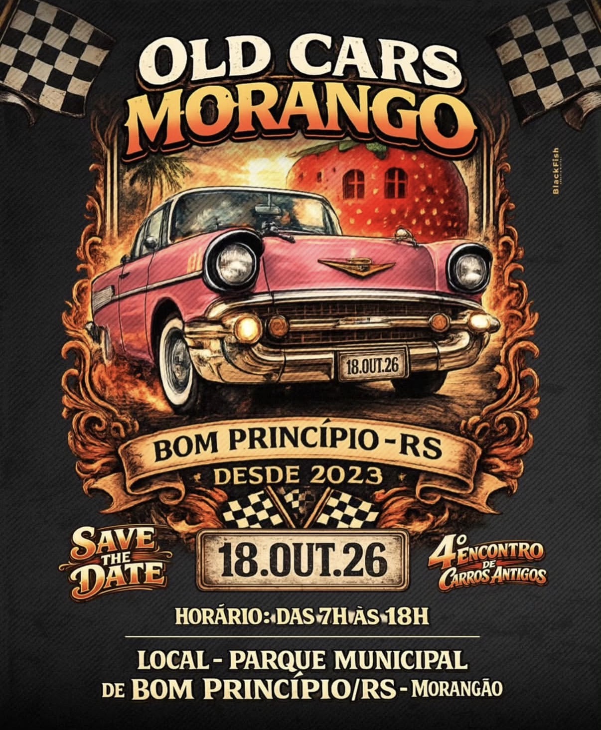 Evento 'Old Cars Morango 2026' em Bom Princípio (RS)
