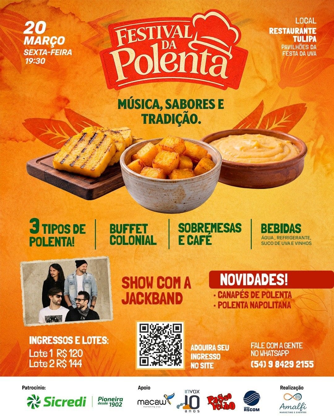 Cartaz com a programação do Festival da Polenta 2026 em Caxias do Sul - RS