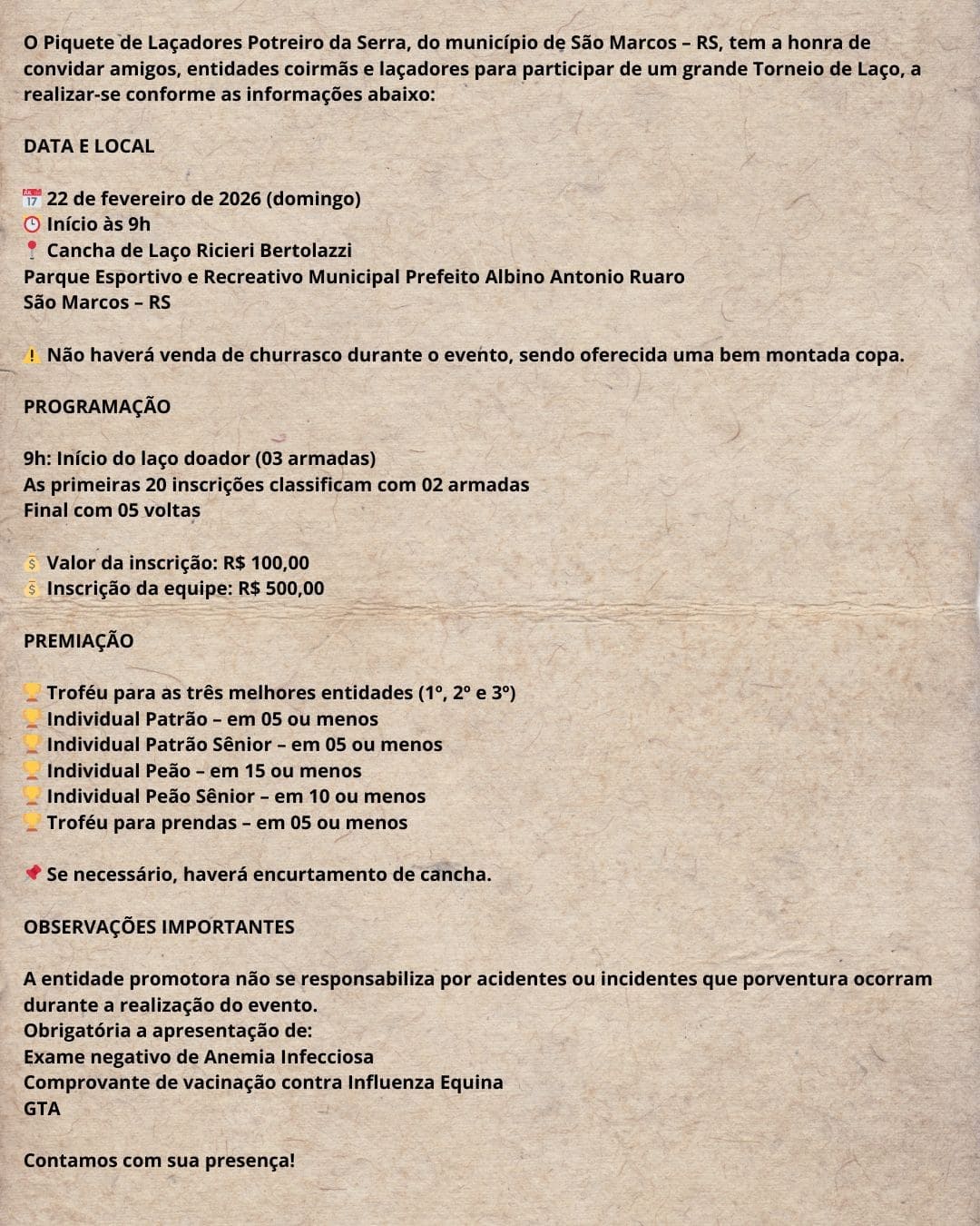 Mais informações sobre o evento