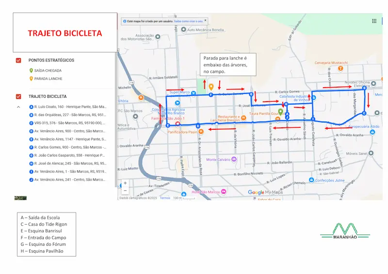 Trajeto de bicicleta
