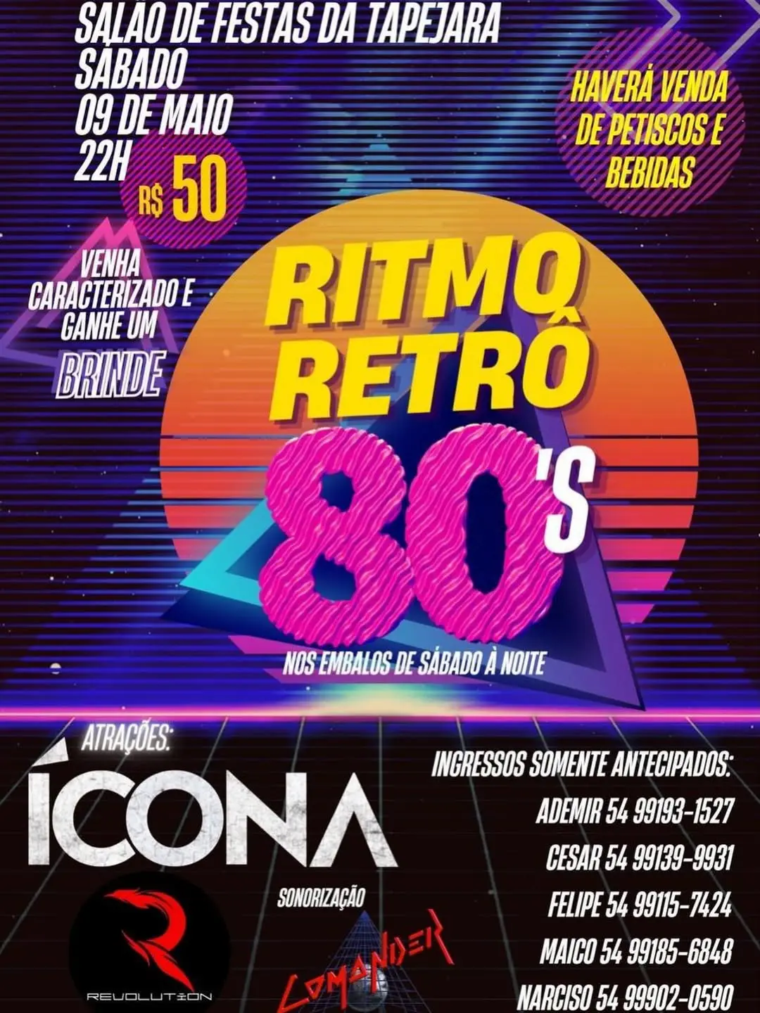 Cartaz do Ritmo Retrô 80’s na Tapejara 2026
