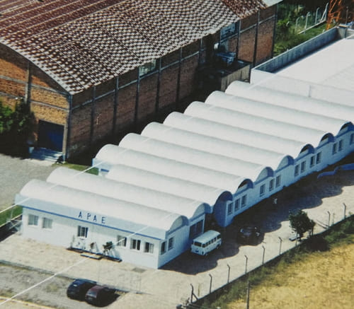 Foto histórica: Vista aérea da APAE - saomarcos RS