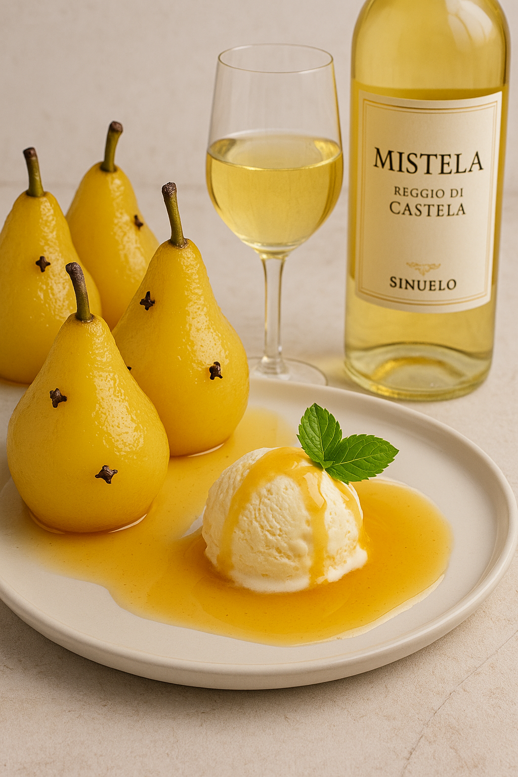 Peras ao vinho Moscato Giallo