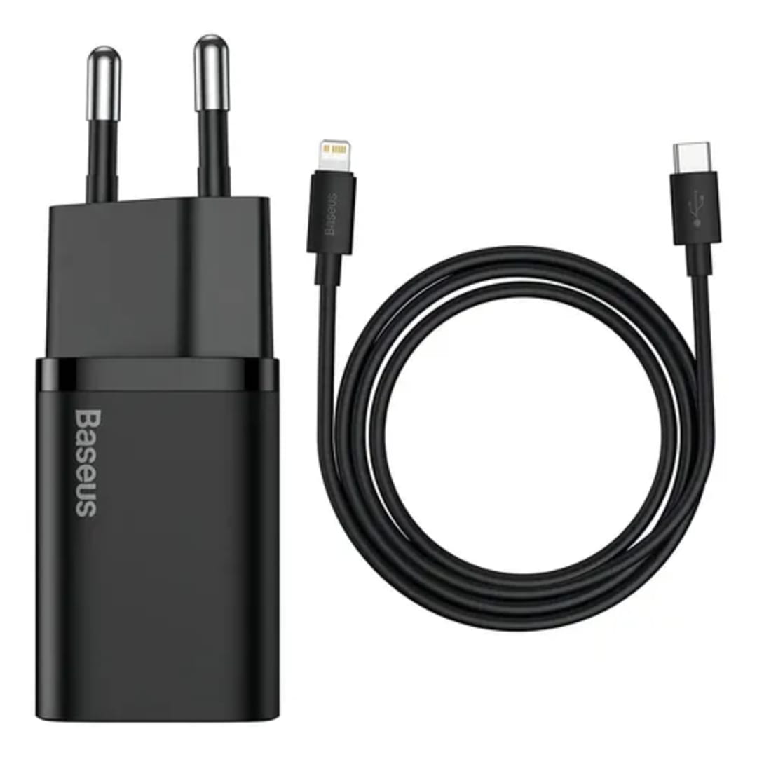 Carregador Turbo Baseus 20w Com Cabo Para iPhone 14 Cor Preto