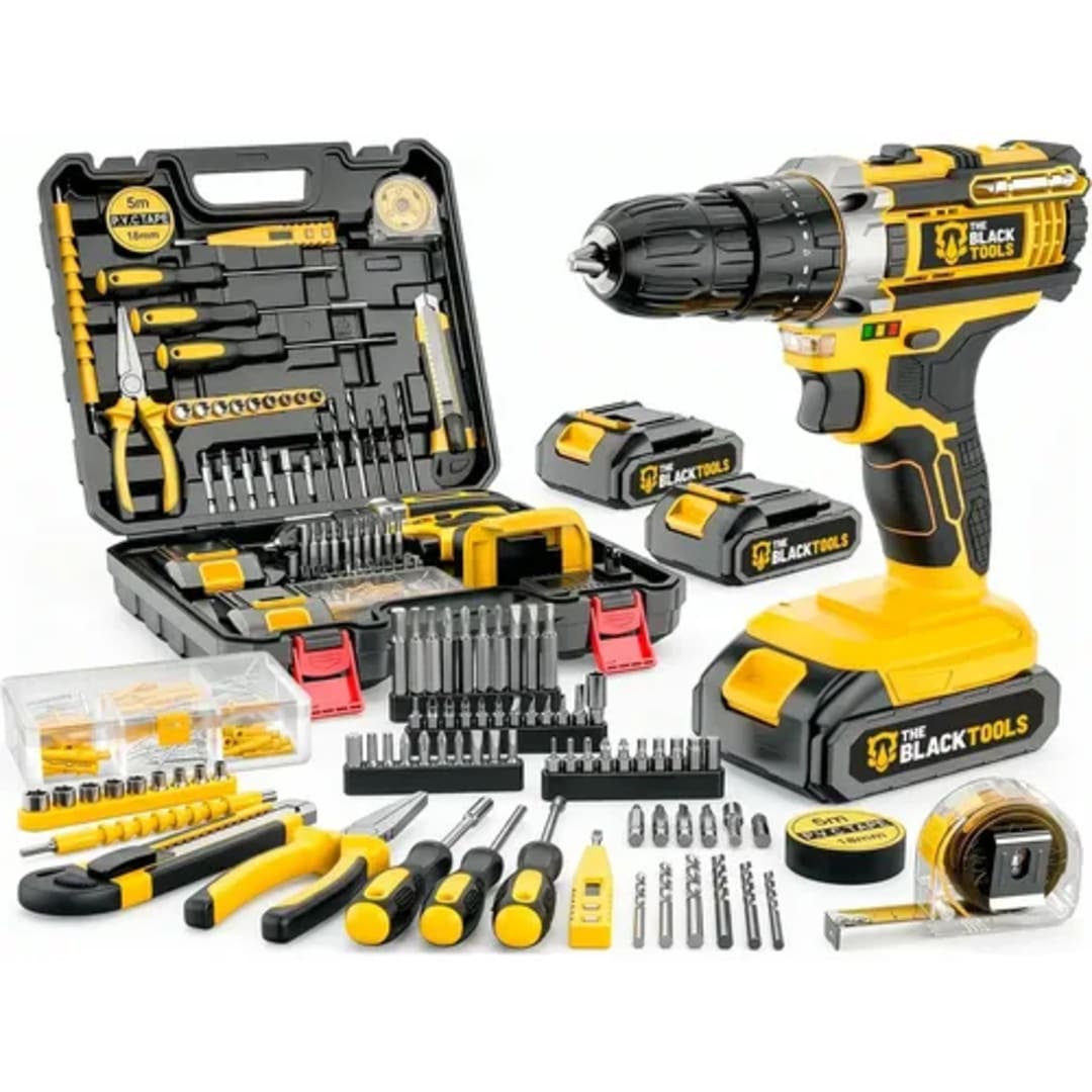 Parafusadeira Furadeira De Impacto The Black Tools Tbkit18 Com Maleta
