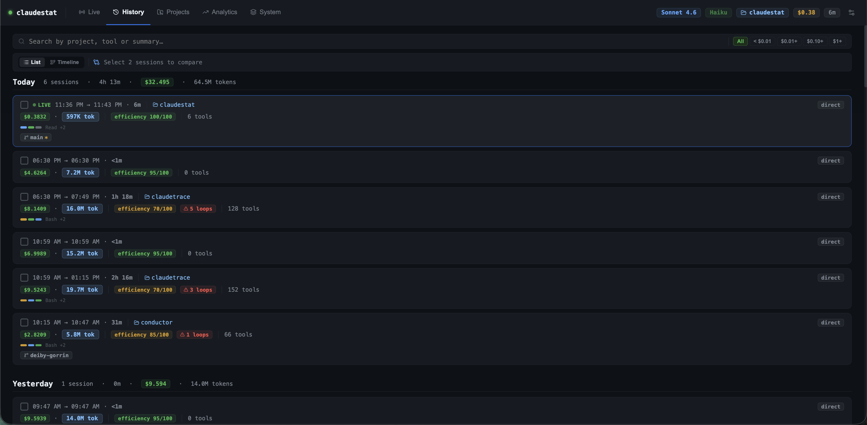 History tab