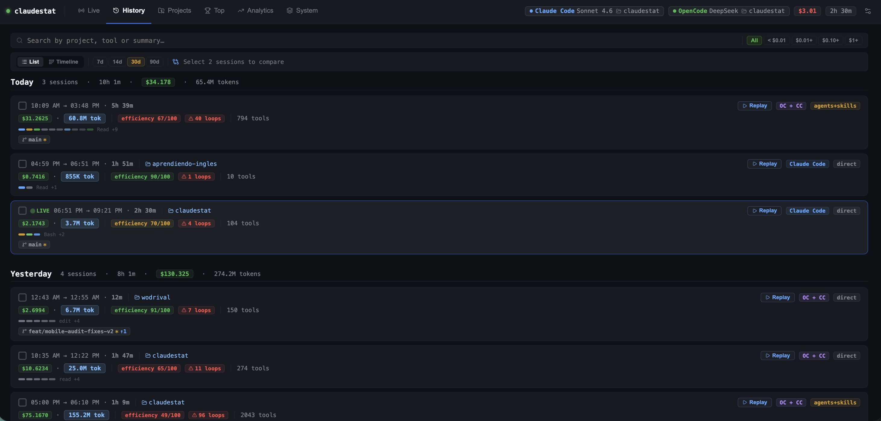 History tab