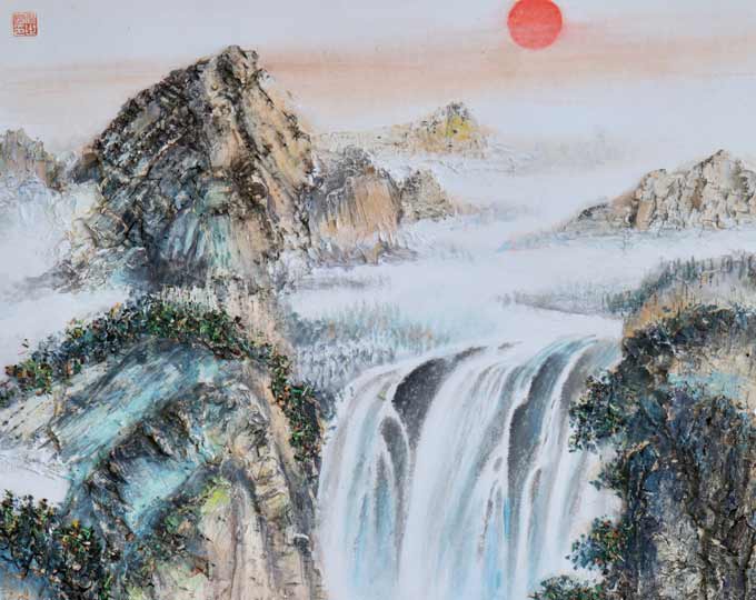 sunset over mountains