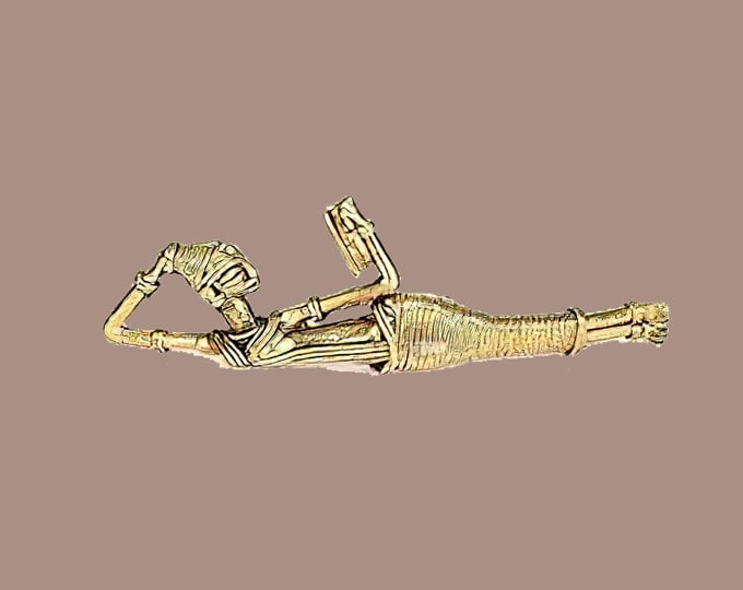 Handmade Studying Lady Dokra Brass Statuette