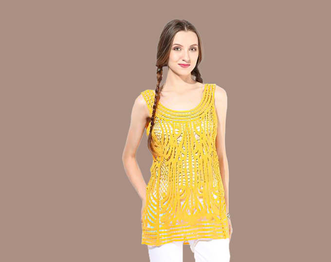 Yellow Sleeveless Crochet Top