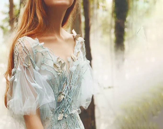 Hand Made Forest Reflection Wedding Dress