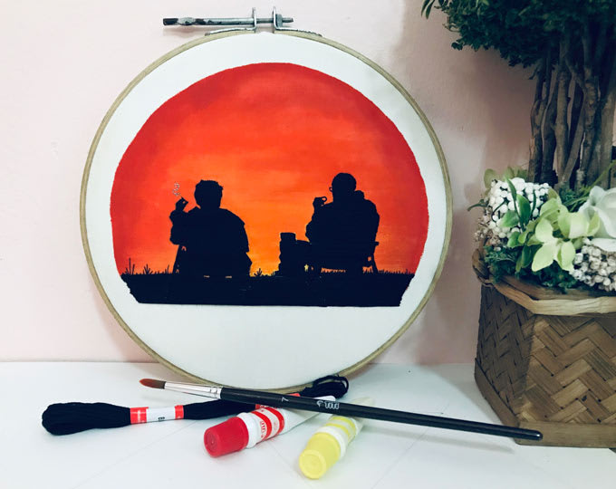 Silhouette Embroidery | Sunset Embroidery | Hand Embroidery Art | Breaking Bad wall decor