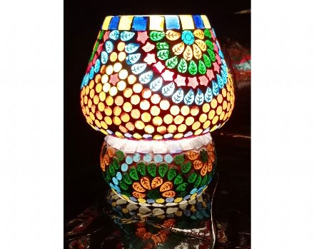 Decent Glass Turkish Table Lamps for Home Decoration Square Shape Mosaic Bedside Table Lamp for Bedroom