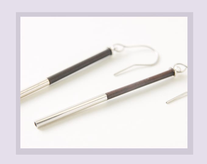 Takamo Japanese hand made ebony wooden earrings -Circular cylinder shape-