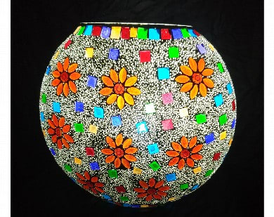 Decent Glass Turkish Lamps for Home Decoration Square Shape Mosaic Bedside Table Lamp for Bedroom 24 Cm