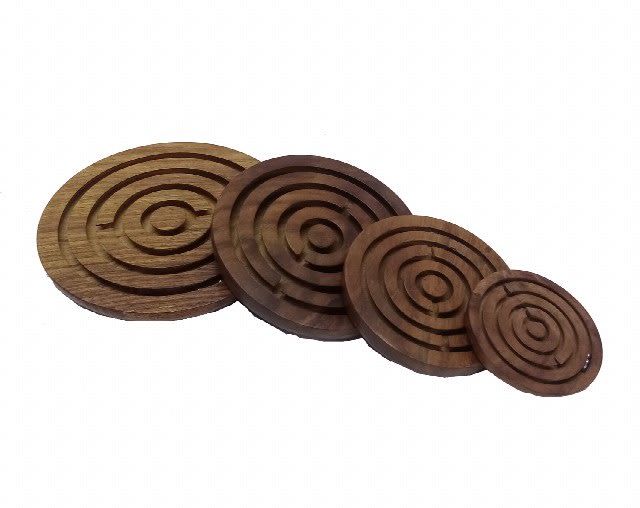 4 pc Set Wooden Puzzle Ball in a Maze Labyrinth Brain Teaser Fun Board Game for Kids - perfect Christmas gift - mind game - indoor game