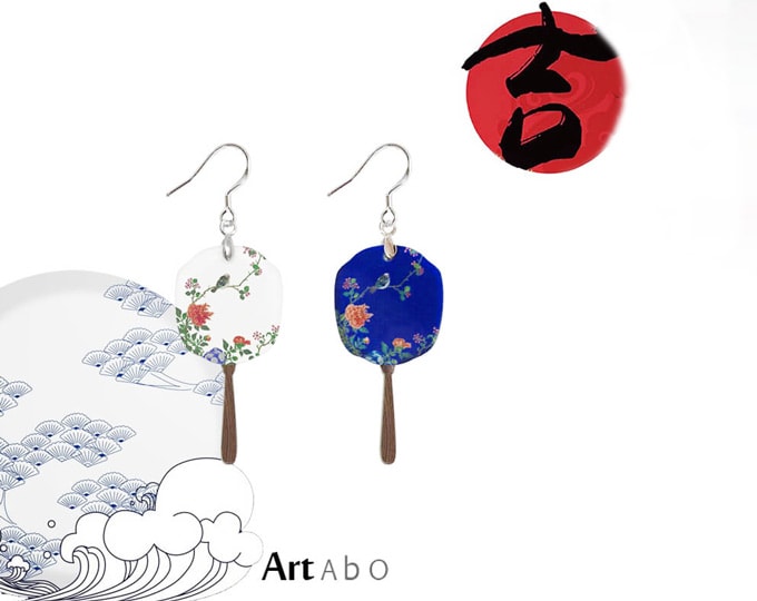 ArtAbO original Palace style earrings【Painting of flowers and collection of fan】