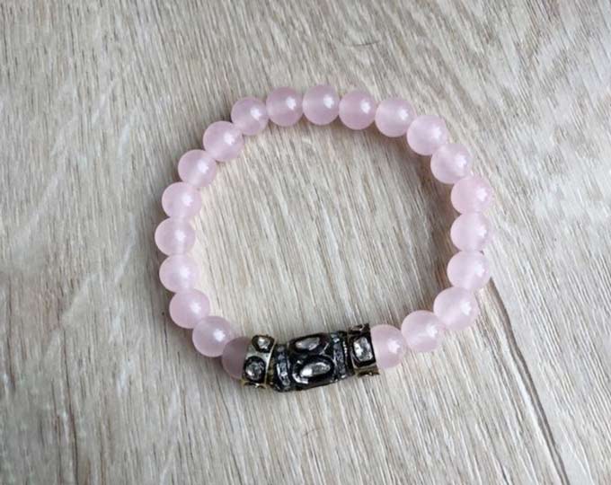 Rose Quartz & Diamond Bracelet