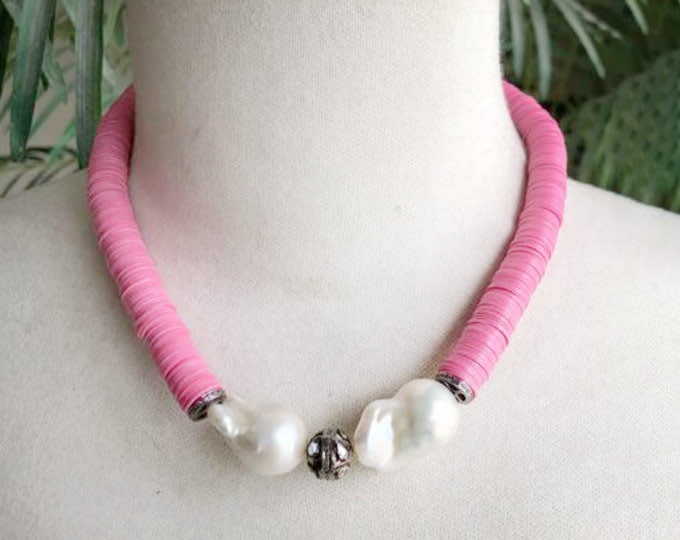 Diamond, Pearl & Ruby Vinyl Necklace
