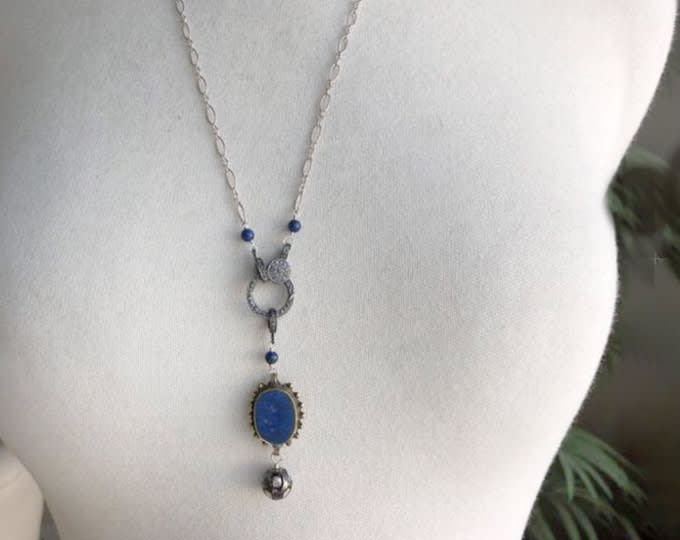Lapis Lazuli & Diamond Chain Necklace