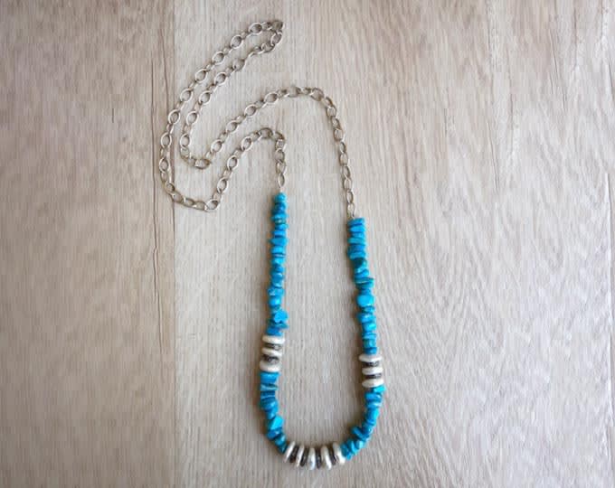 Turquoise, Coin Pearl & Diamond Necklace