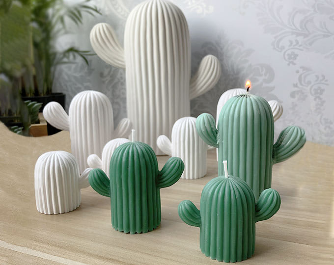 The Large Size Three-dimensional Cute Cactus Handmade Natural Pillar Candle | Gift Ideas, Holiday Gift for her/ him, Handicraft Home Decor