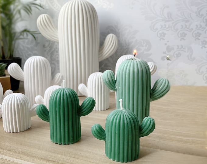 The Small Three-dimensional Cute Cactus Handmade Natural Pillar Candle | Gift Ideas, Holiday Gift for her/ him, Handicraft Home Decor