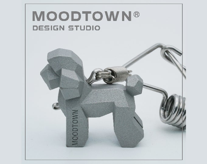 MOODTOWN Handcrafted Stainless Steel POODLE Keychain Gift for men and women Car Keyring hanging accessory