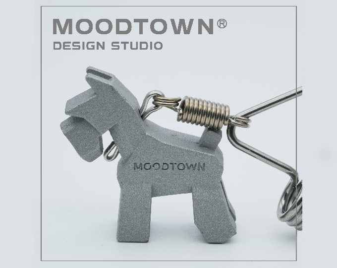 MOODTOWN Handcrafted Stainless Steel SCHNAUZER Keychain Gift for men and women Car Keyring hanging accessory
