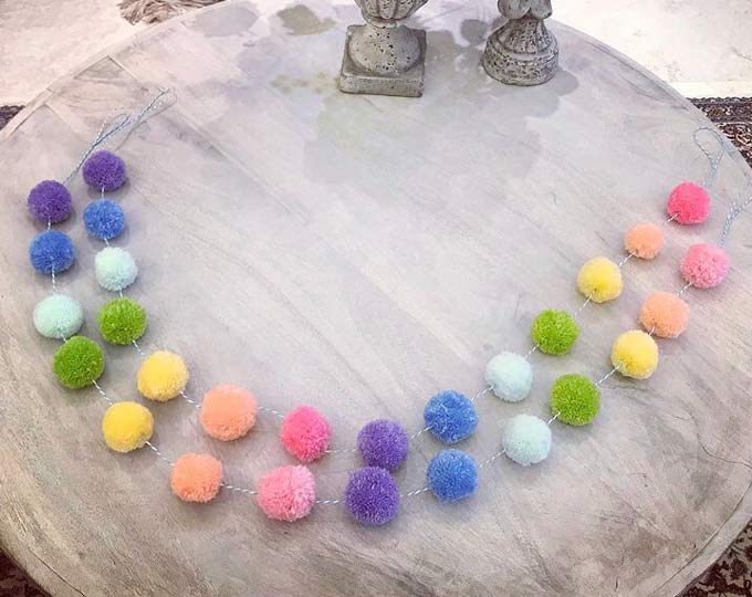 Rainbow Pompom Garland