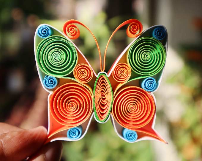 Small papermade Quilling Butterflies (pack of 5) quilling butterflies, Babies Room Art, handmade paper butterflies decoration