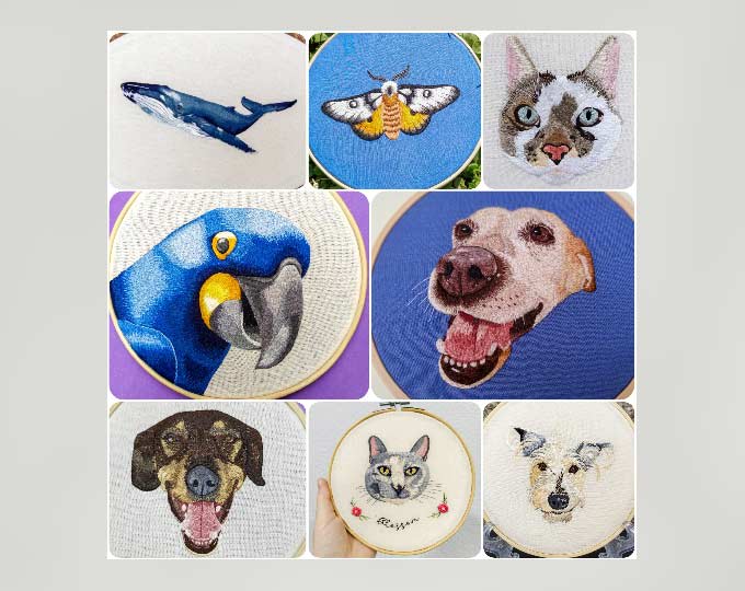 6" YOUR Pet Portrait Embroidery