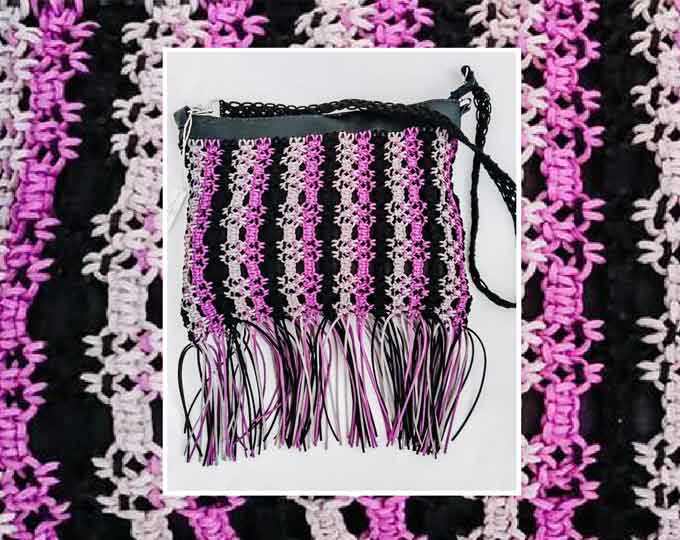 Macrame/Leather Cross-body Strap Bag