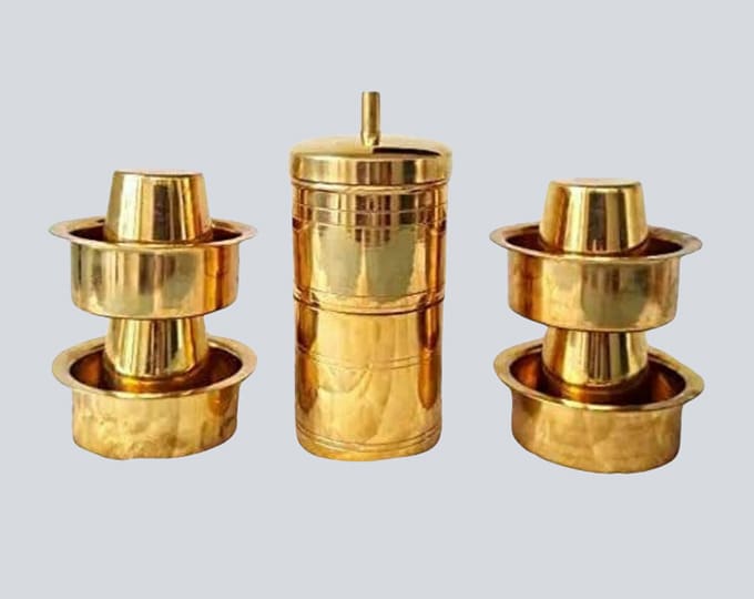 Pure Brass Coffee Filter Kumbakonam Traditional Special. Heavy Weight, Dabra Set 650ml