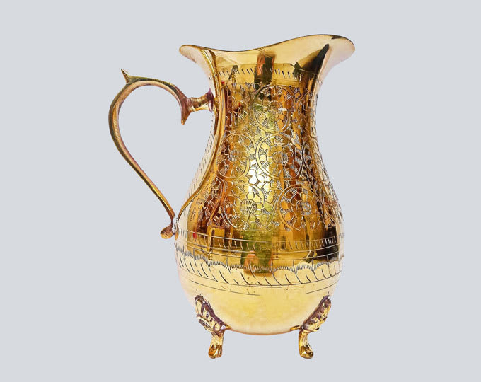 Handmade engraving Paya style vintage Brass Jug Pitcher 1000 ml