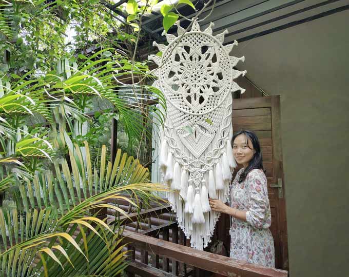 Large White Macrame Dreamcatcher
