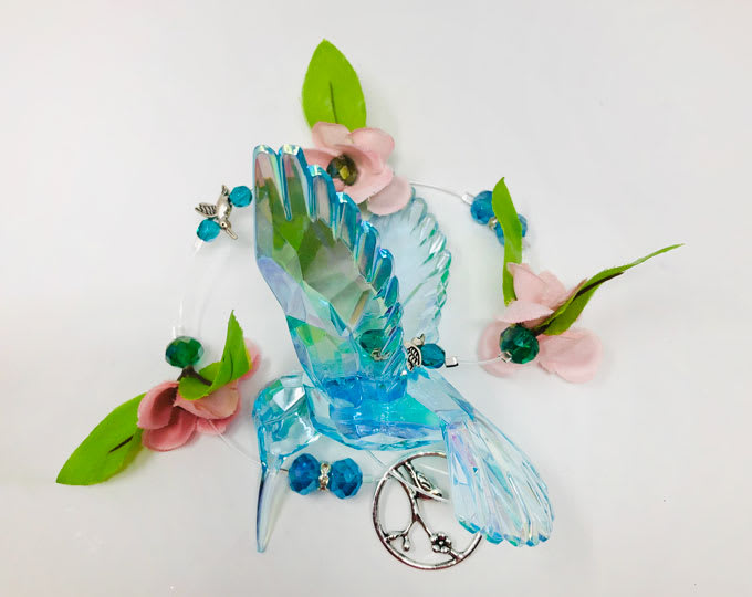 Handmade Light Blue Hummingbird Suncatcher 16"
LightBlueHummingbird2
