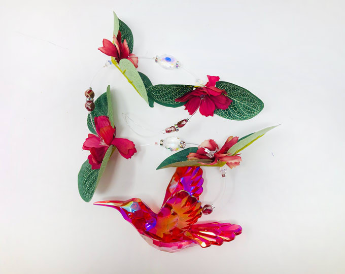 Handmade Burgundy Hummingbird Suncatcher 17"
BurgundyHummingbird2