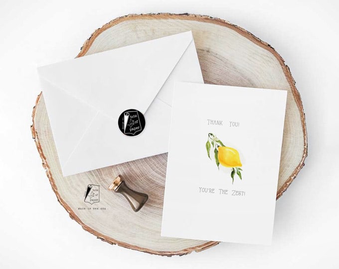 Thank you card - Lemon - Flowers in Envelope