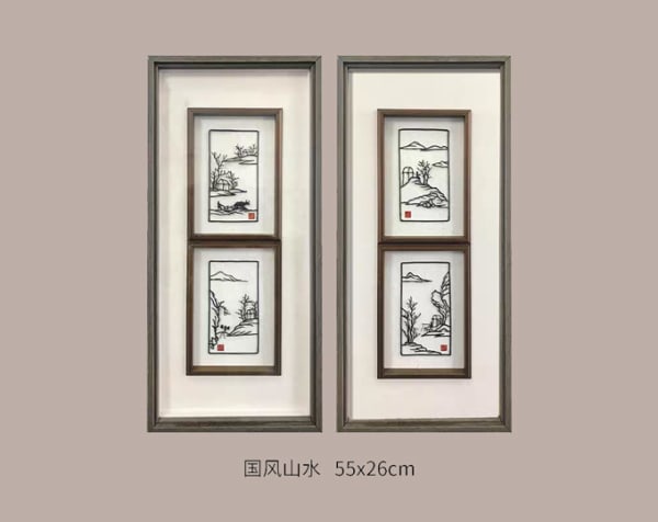 Chinese-style landscape painting set, two pieces 55*26cm