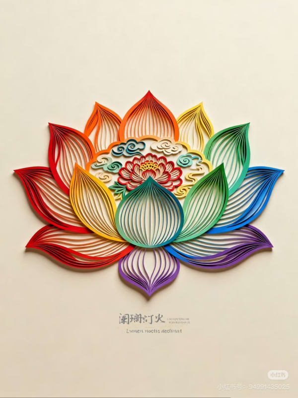 Lotus-shaped three-dimensional paper-cutting