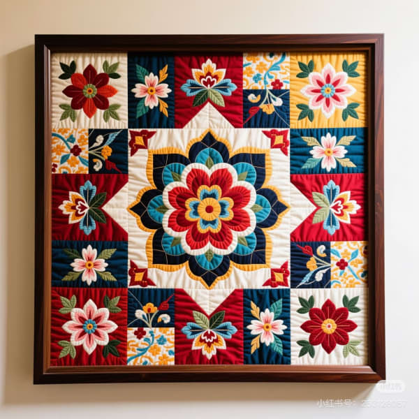 Fabric wall decoration with the character "Fu"